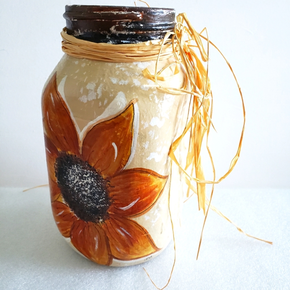 Painted Sunflower Jar